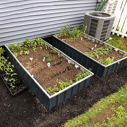 KING BIRD Raised Garden Bed 68''x36''x12'' x2 Packs, Galvanized Steel Metal Outdoor Planter Kit Box for Vegetables,Flowers, Fruits,Herbs,with 16pcs T-Type Tags & 2 Pairs of Gloves ,Dark Grey