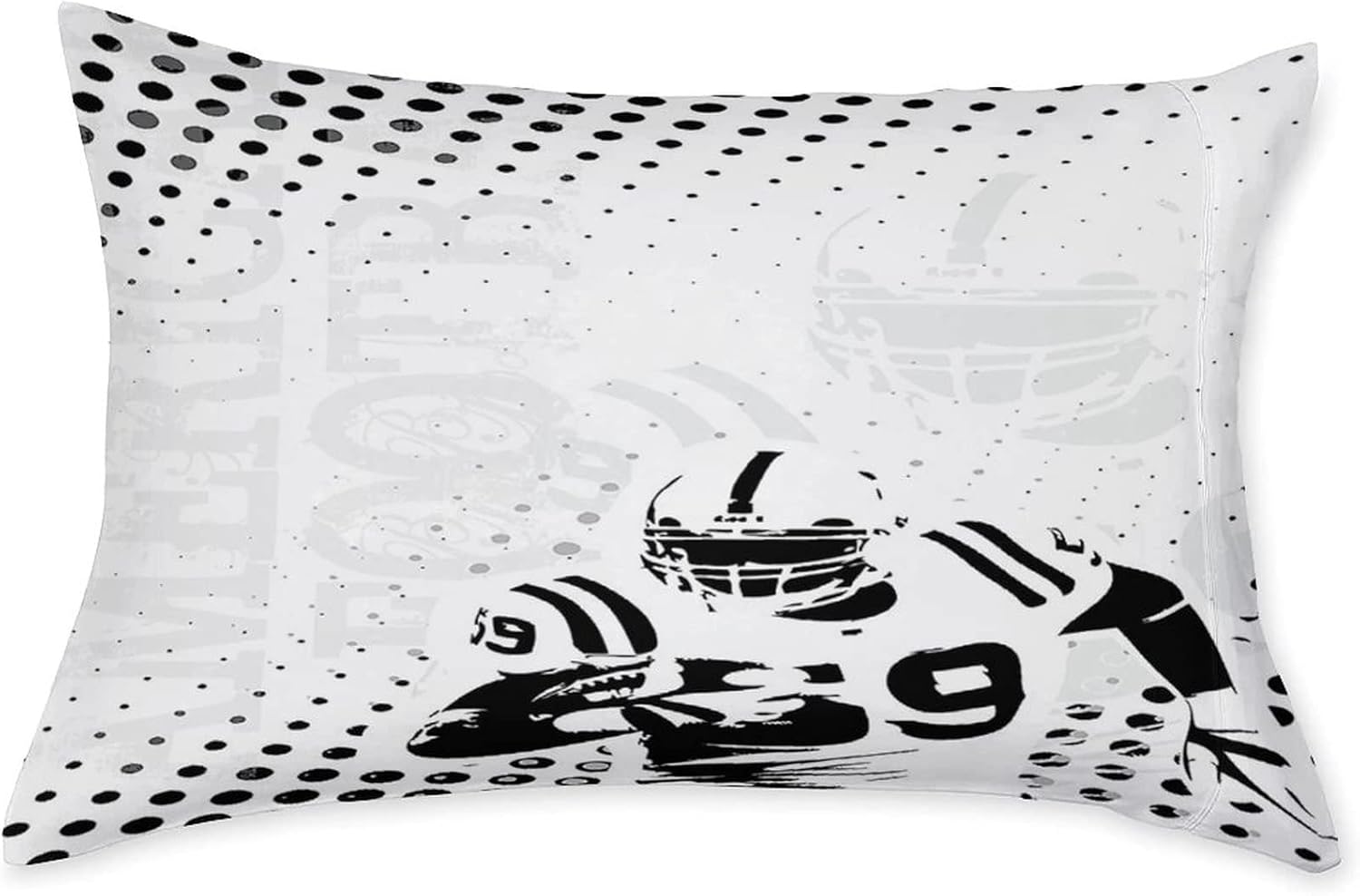 XISUNYA Decorative Fitted Sheet Set King Size, Sports Decor Deep Pockets Fitted Sheet & 2 Pillow Sham Set, American Football Character Running Passing Gridiron Printed Microfiber Bedding 3pc Set