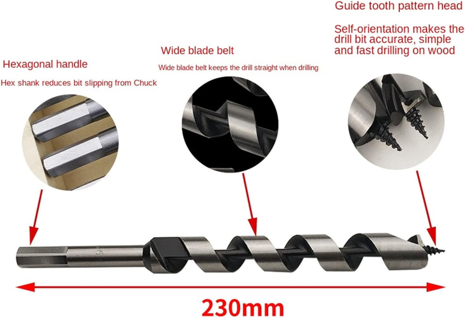 6個/セット230mm長さ6/8/10/12/16 / 20mmオーガードリルビット木工用ウッドカーペンター組積造ウッドドリルセット