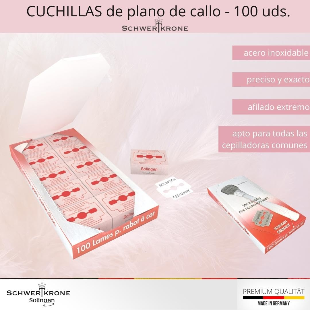 Schwertkrone Cuchillas de cepillo para callos 100 piezas