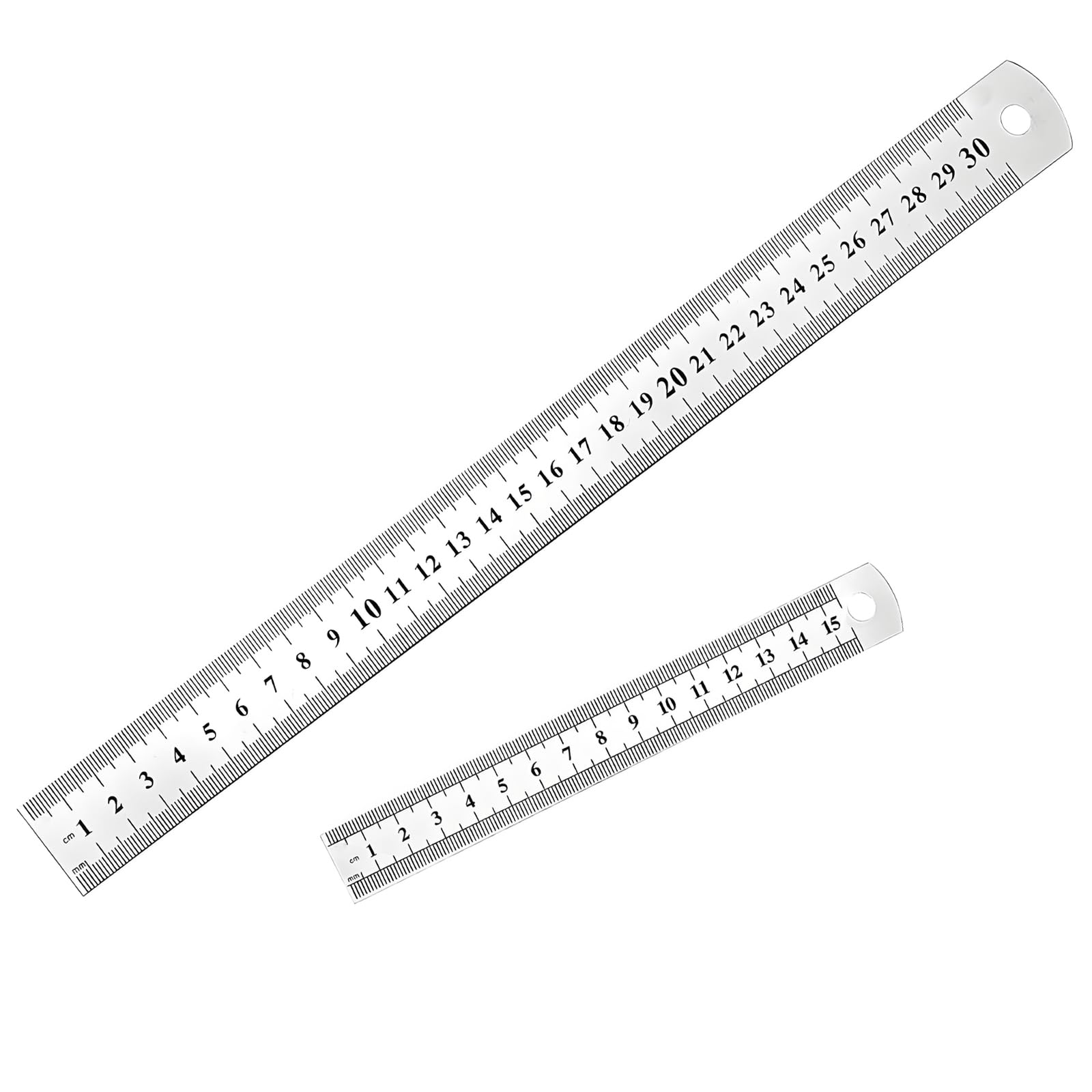 Metall-Lineal-Set 30 Cm + 15 Cm – Doppelseitige Skala Mit Cm Und Zoll, Aus Gehärteter Aluminiumlegierung, Inkl. Umrechnungstabelle – Für Schule, Büro & Werkstatt