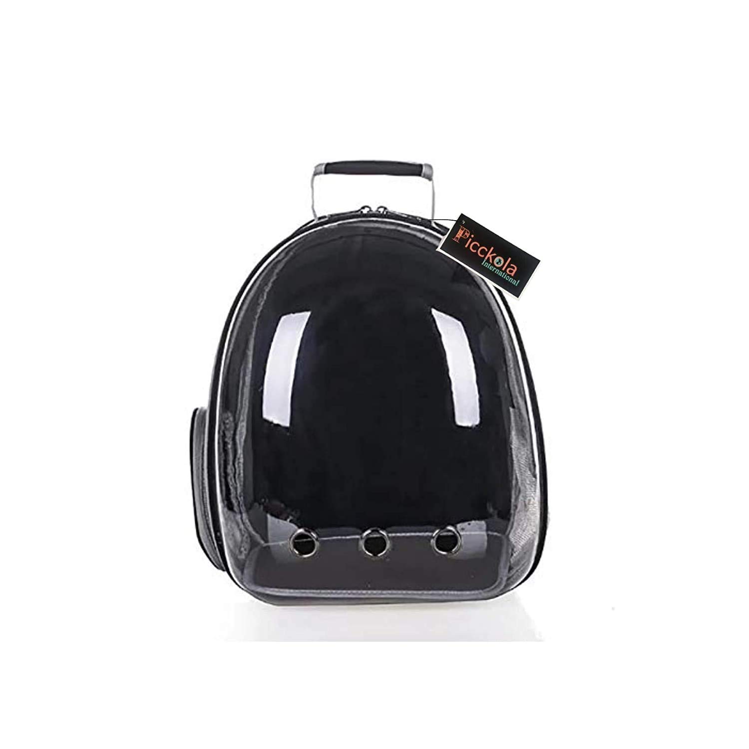 Picckola InternationalCreative Transparent Pet Backpack Carrier Breathable Capsule Traveller for Cats and Small Dogs. (Black)