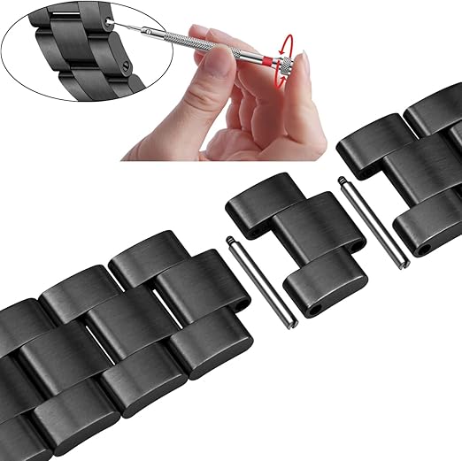 Bracelet De Montre Classique - Cuir De Russie Noir - Surpiqûres