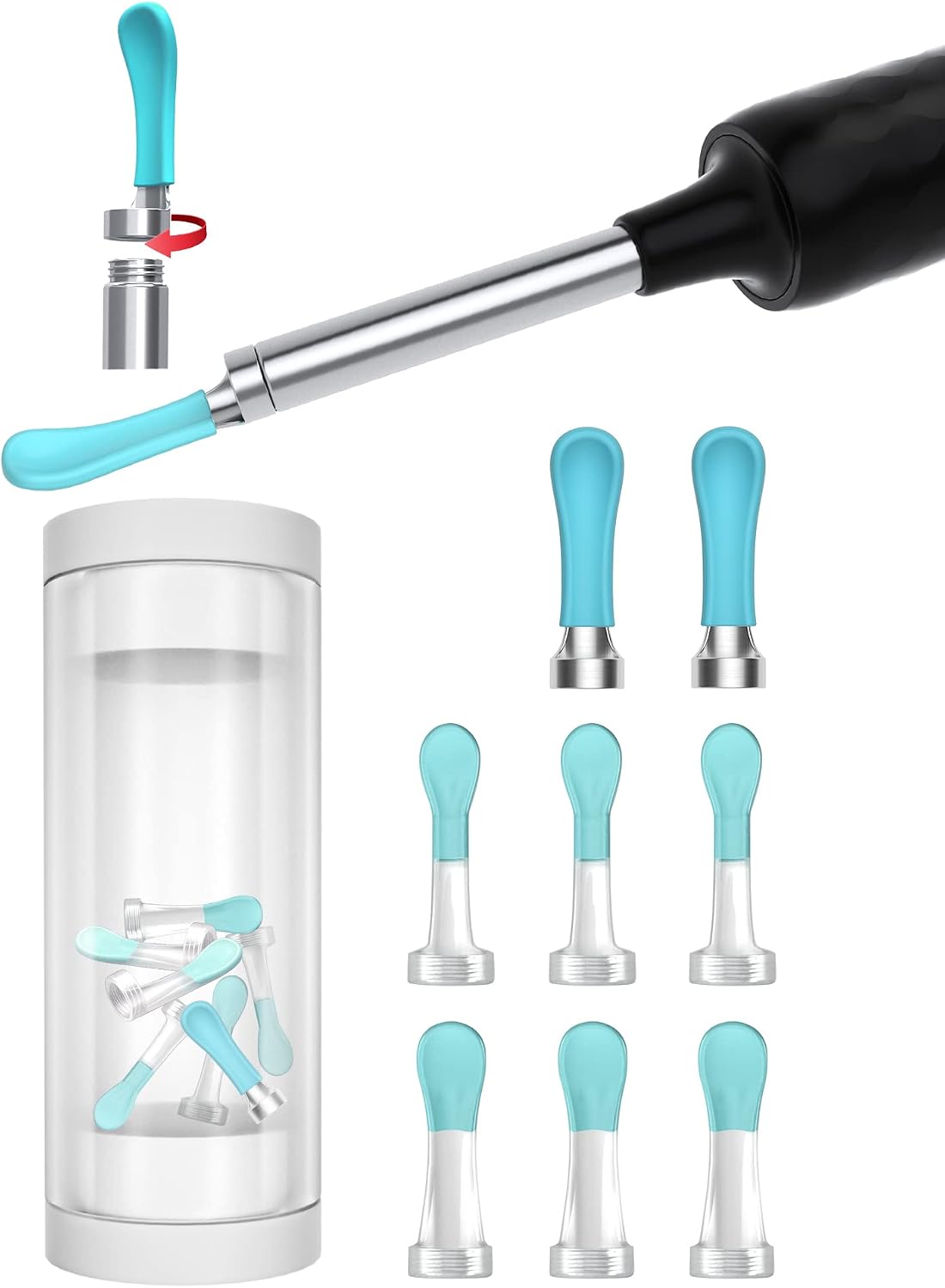 8 Pcs Original Ear Spoon Replacement for Bebird, LEIPUT, DEETOK, Yaej Etc. Ear Cleaner Replacement Tips, Waterproof Silicone Ear Spoon for Ear Wax Removal Kit