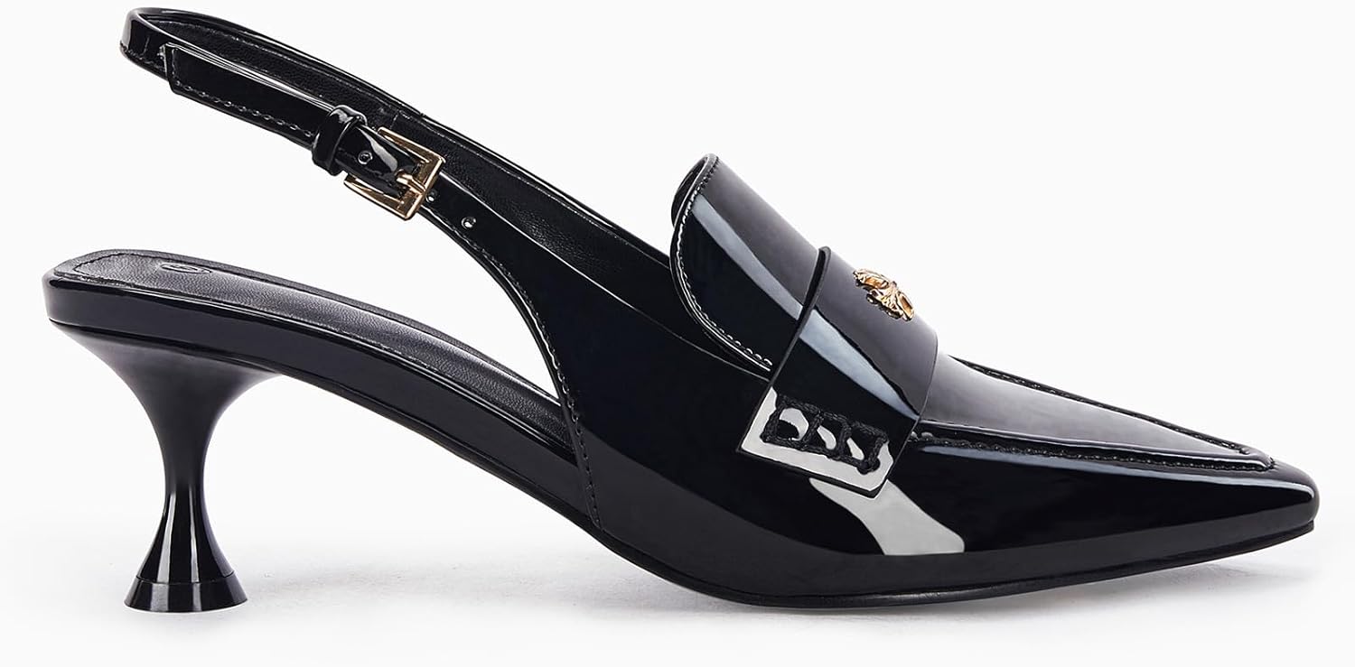 Coutgo Women's Pointed Toe Sandals Slingback Kitten Heel Pumps Slip On Ankle Buckle Dress Shoes - Image 8