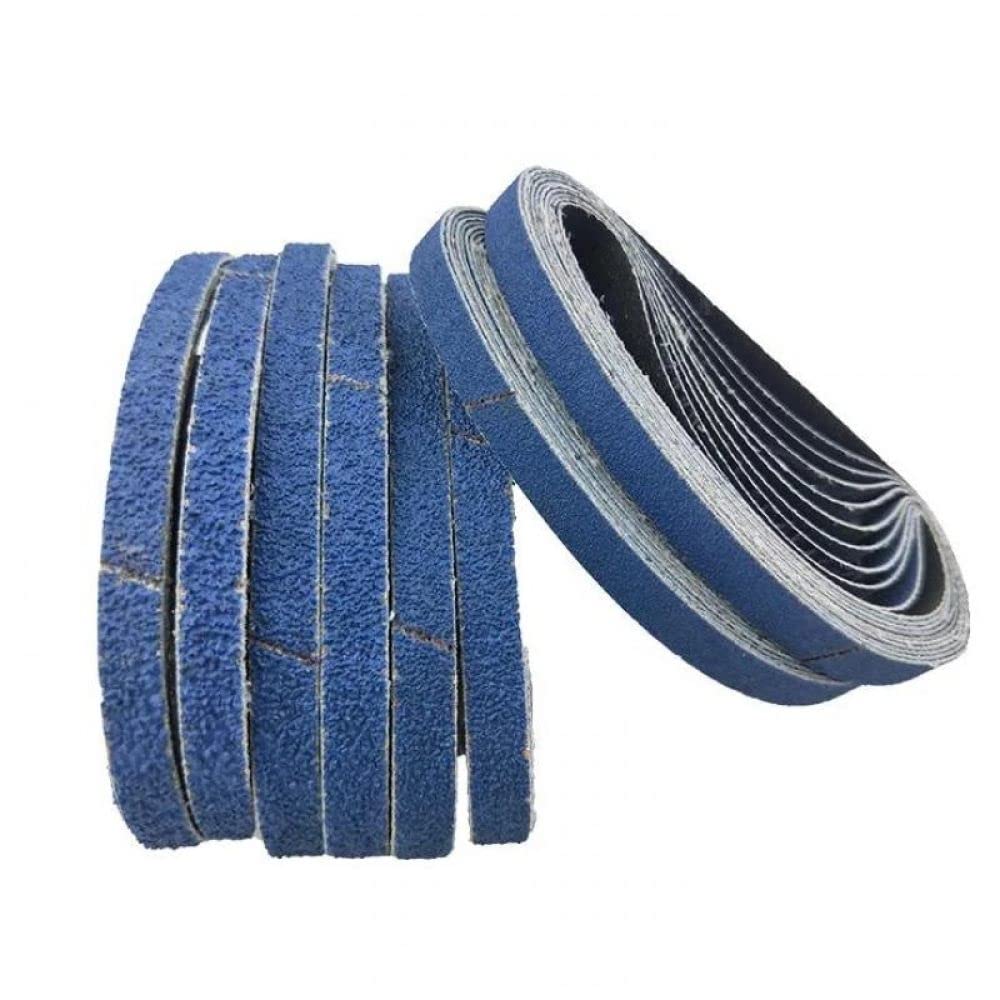 10 pz 10x330mm/13x457mm Nastri Abrasivi Blu Zirconia Nastri Abrasivi Grana 40/60/80/120 Per La Lucidatura Del Legno Vernice Vernice Metallo, 80,330x10mm