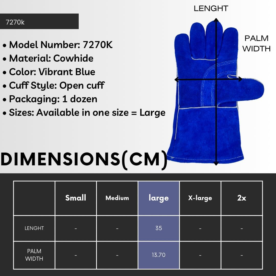 Seattle Glove 7270K Select Blue Shoulder Leather Glove, Large - Pack of 12