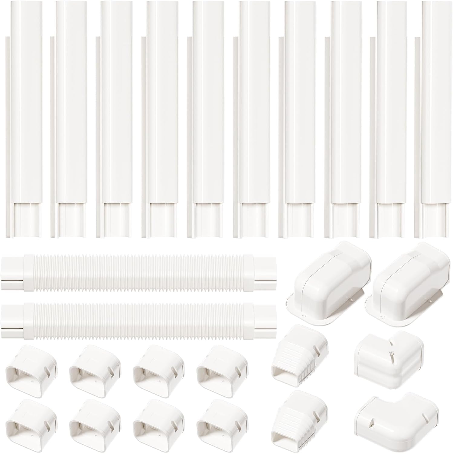 3" W 20Ft L Line Set Cover Kit for Mini Split Air Conditioners Decorative PVC Slim Line Cover for Central AC & Heat Pumps Systems Tubing Cover