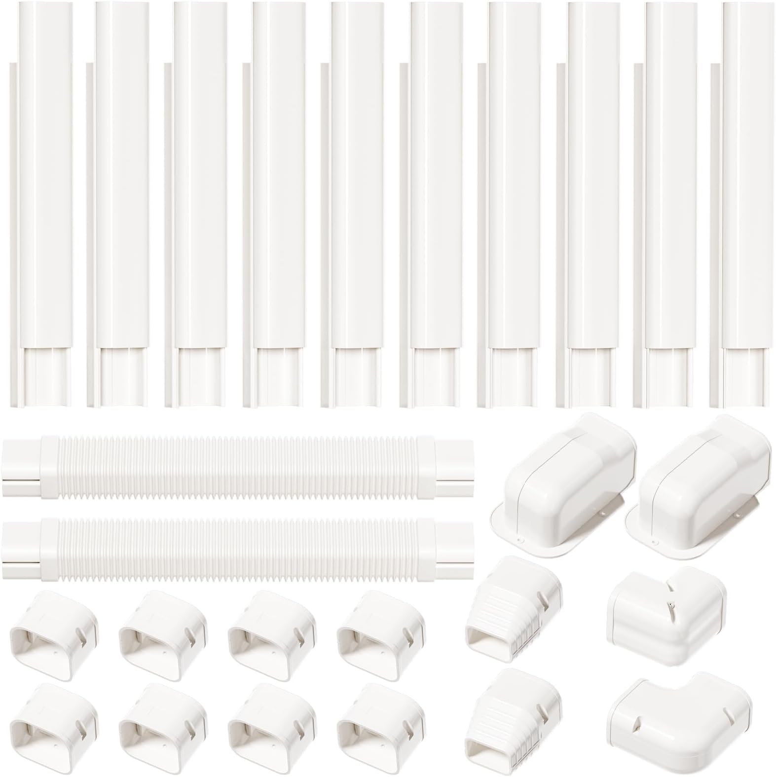 3" W 20Ft L Line Set Cover Kit for Mini Split Air Conditioners Decorative PVC Slim Line Cover for Central AC & Heat Pumps Systems Tubing Cover