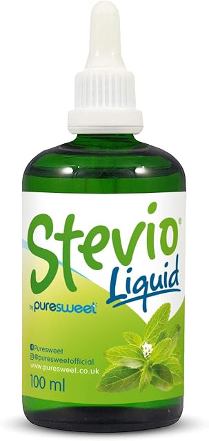 Puresweet Stevio Stevia Liquid Drops 100ml, Pure Stevia, 100% Natural, Zero Calorie Sweetener, Glass Bottle, Clear, 1 Pack