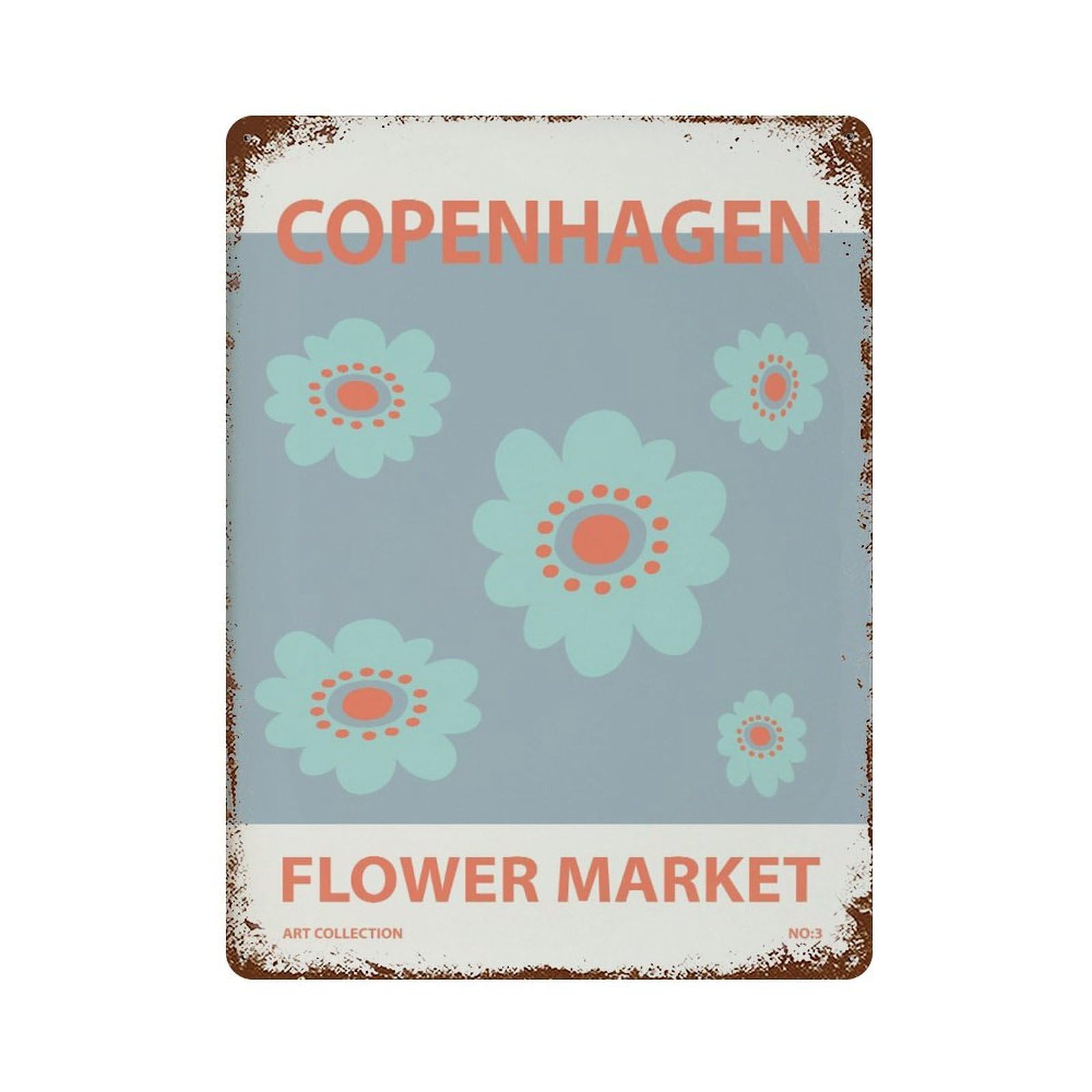 xiaoxiaoshen Copenhagen Flower Market Botanical Wall Decor Art Metal Tin Poster Modern Home Decor Art Home Bar Shop Decorations Vintage Sign 40x30cm