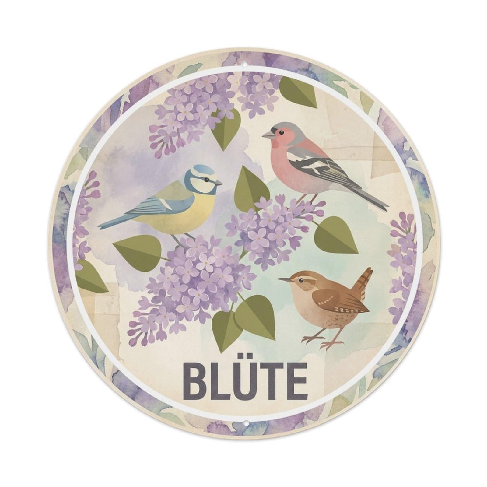 Watercolor Bird Slogan Blute Lilac Bouquet Metal Tin Sign