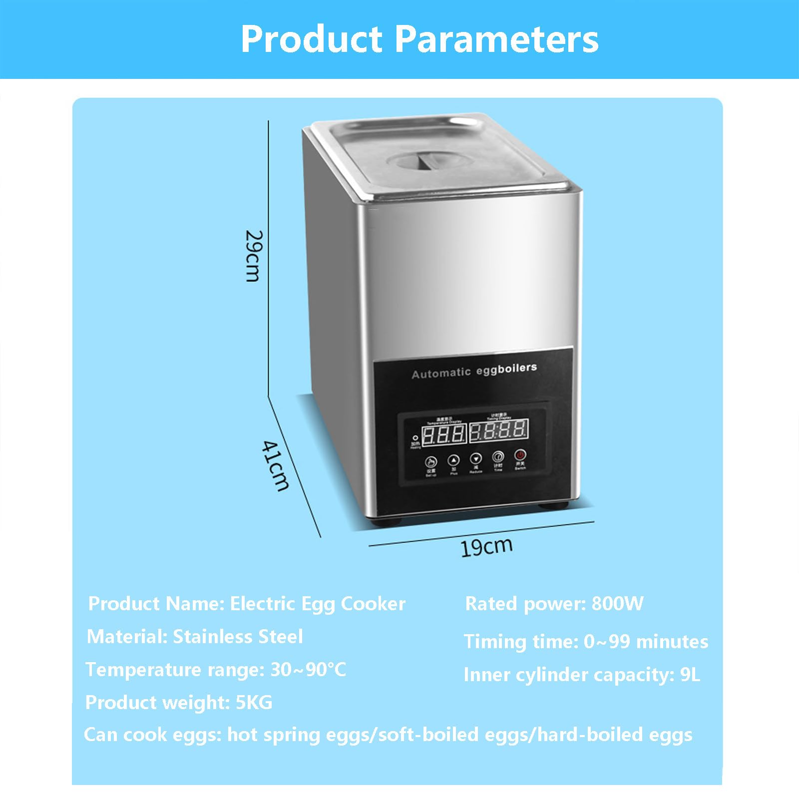 Macchina Professionale per La Cottura di Uova da 800 W con 5 Filtri per Liquidi, Macchina Professionale per La Cottura di Uova in Camicia con Timer da 0 A 99 Minuti, Macc