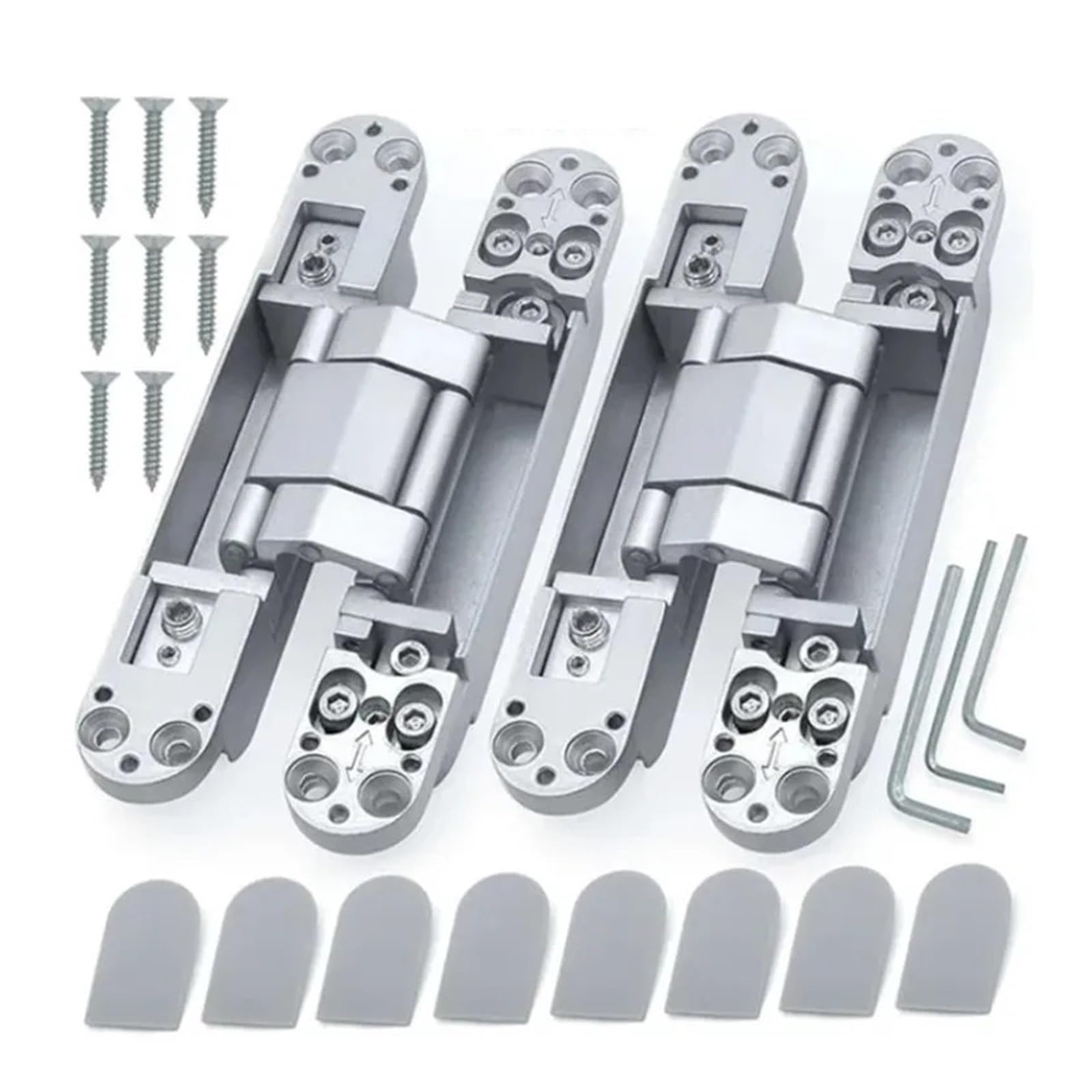 Cbtyacvlp 2Pcs 40Kg-Silver 2 Pack Adjustable Hidden Invisible Door Hinge For Cross Wooden Door Outward Opening(2Pcs 40Kg-Silver)