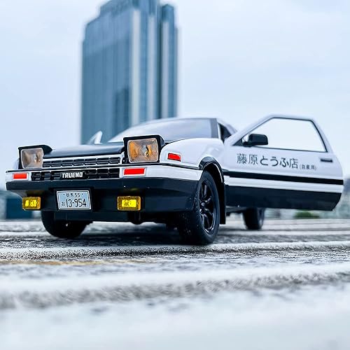 Miniatura 7 de BDTCTK 1/24 AE86 Initial D Model Car Coche de juguete grande, auto de juguete de aleación de zinc con sonido y luz para regalo de niños y niñas