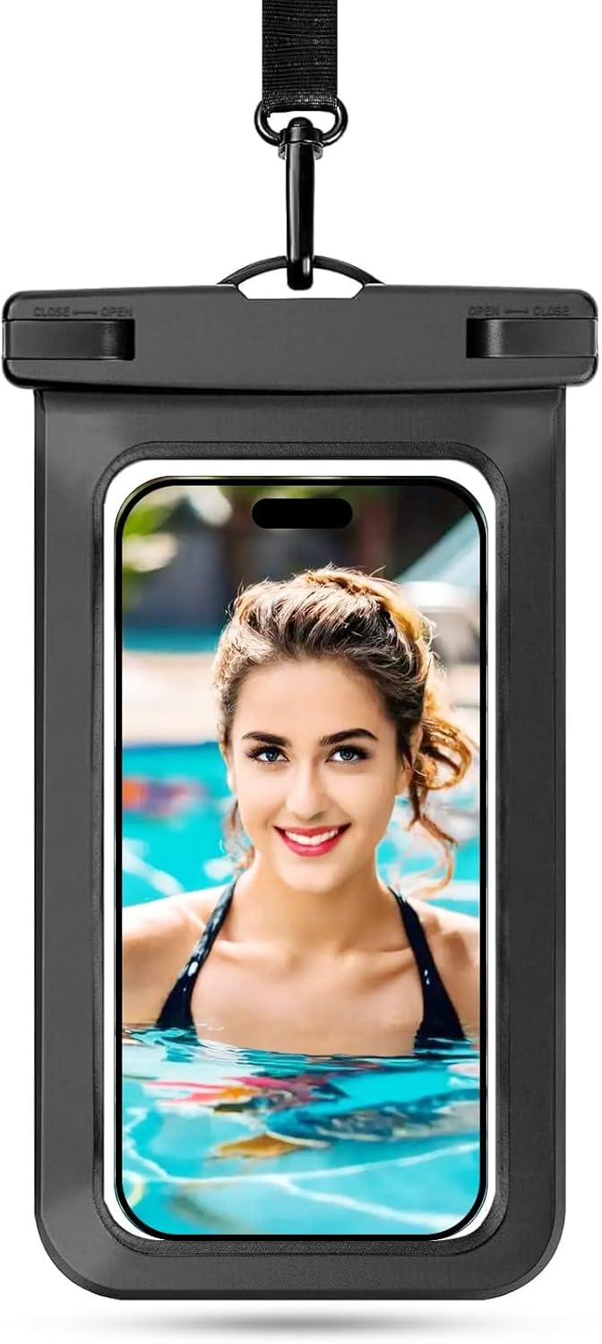 1/2/4 Waterproof Case Pouch Cellphone Dry Bag Compatible for iPhone 17 16 15 14 13Pro Max Plus Black | Universal, Up to 8.3",Cruise Ship, Kayak, Beach Essentials, IPX8 Water Resistant,1 Pack