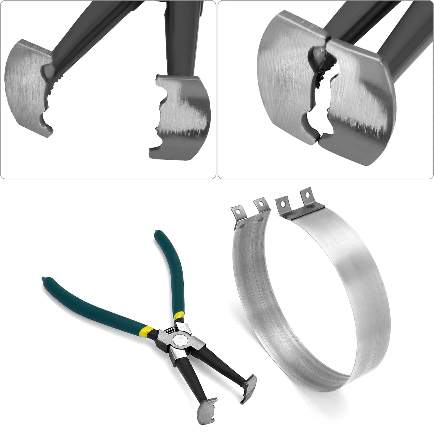 QWORK® Set di compressori a pistone con pinze, 62-145 mm, per SUV/camion/trattori/automobili, inclusa custodia