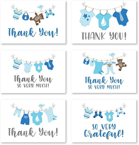 Hadley Designs 24 tarjetas de agradecimiento para baby shower con sobres, bonitas tarjetas de agradecimiento para bebé, cartulina gruesa de alta