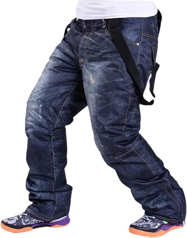 Men Winter Thick Warm Skiing Pants Windproof Suspender Trousers Snow Snowboard Skate Pants Ski Overalls