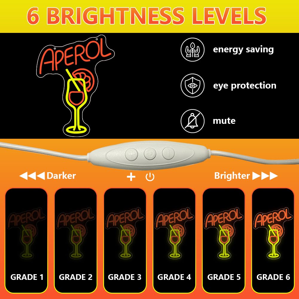Cocktail Led Schild Aperol Spritz Neon Schild Bar Neon Schild Wanddekoration Aperol Neonlicht Geeignet für Bar Dekoration Cocktail Party Dekoration