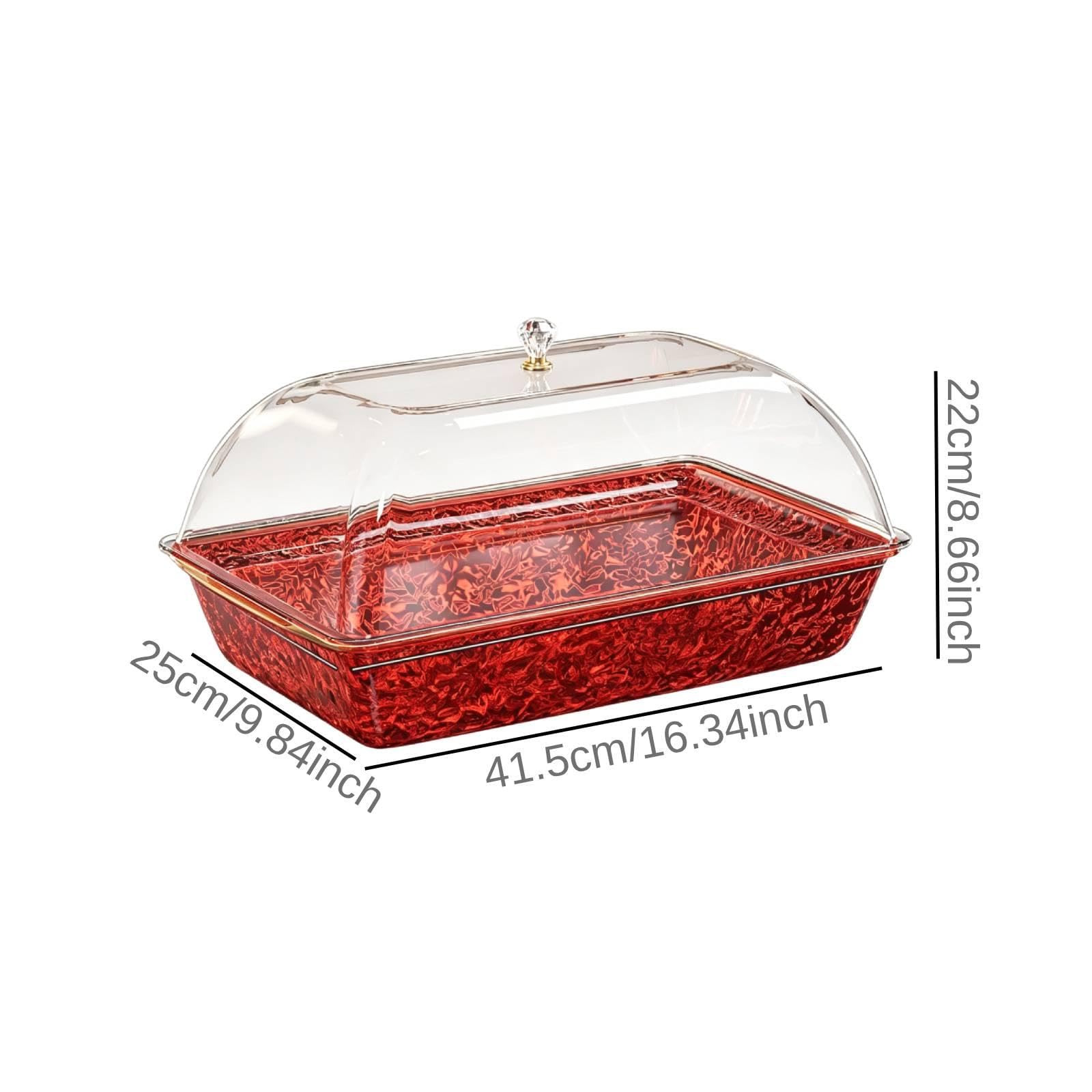 Vassoio per Servire Vassoio Portavivande con Coperchio Ermetico Portata Grande Rettangolare in PETG Design Pratico Adatto, Rosso