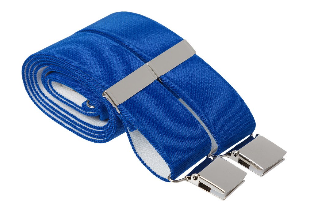Quality Plain Strong Elastic Mens Trouser Braces / Mens Suspenders With Large Clips, Royal Blue, Standard - 44 Inches Long