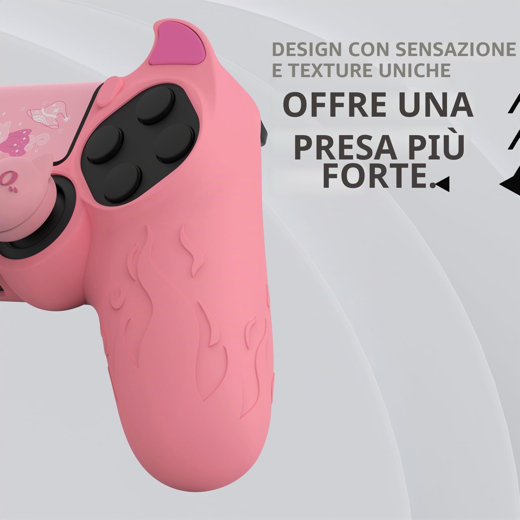 playvital Cover Controller per ps4 Joystick,Custodia Silicone Skin Protettiva Antiscivolo per ps4 Slim PRO Joypad&Skin Touchpad&Copri Levette Analogiche,Demone Carino,Rosa