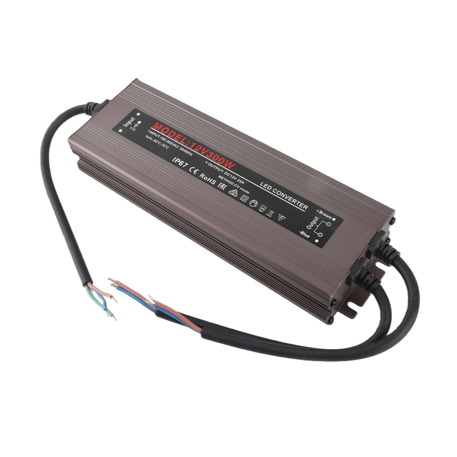 FTVOGUE Controlador LED IP67, Transformador de Voltaje de Fuente de Alimentación Conmutada de 400 W para Tira de Luz LED, Adaptador de Corriente a Prueba de Lluvia para Iluminación de Caja de Luz de