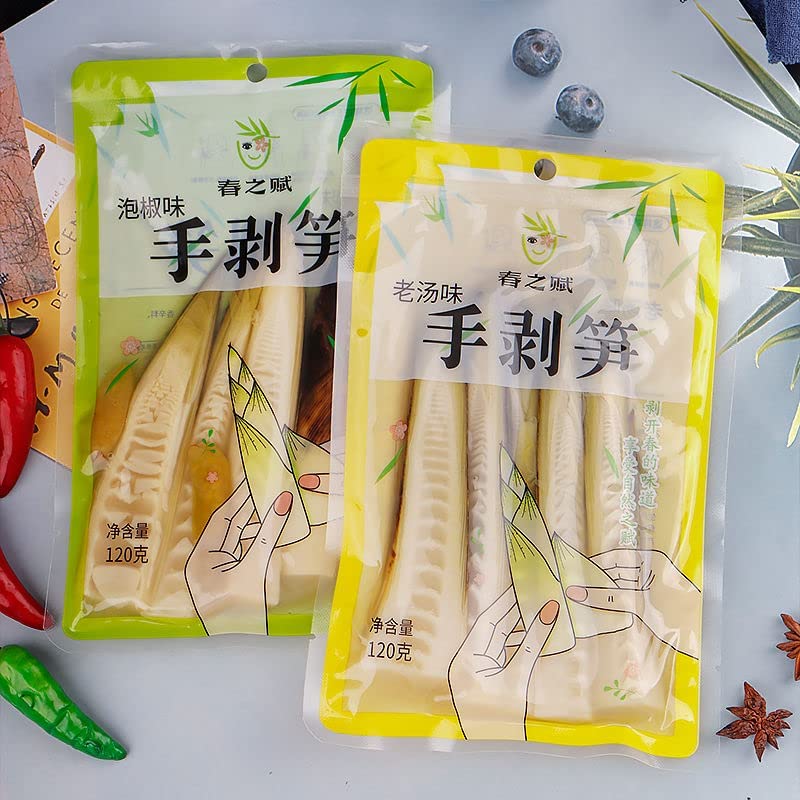 Brotes de bambú pelados a mano al instante, brotes de bambú crujiente