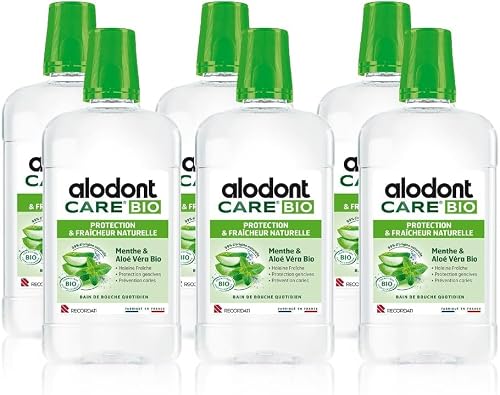 ALODONT CARE ORGANIC | Collutorio Naturale | Protegge le Gengive | Rinfresca l'Alito | Menta Piperita e Aloe Vera Biologica | Dai 6 anni in su | Confezione da 6 x 500 ml