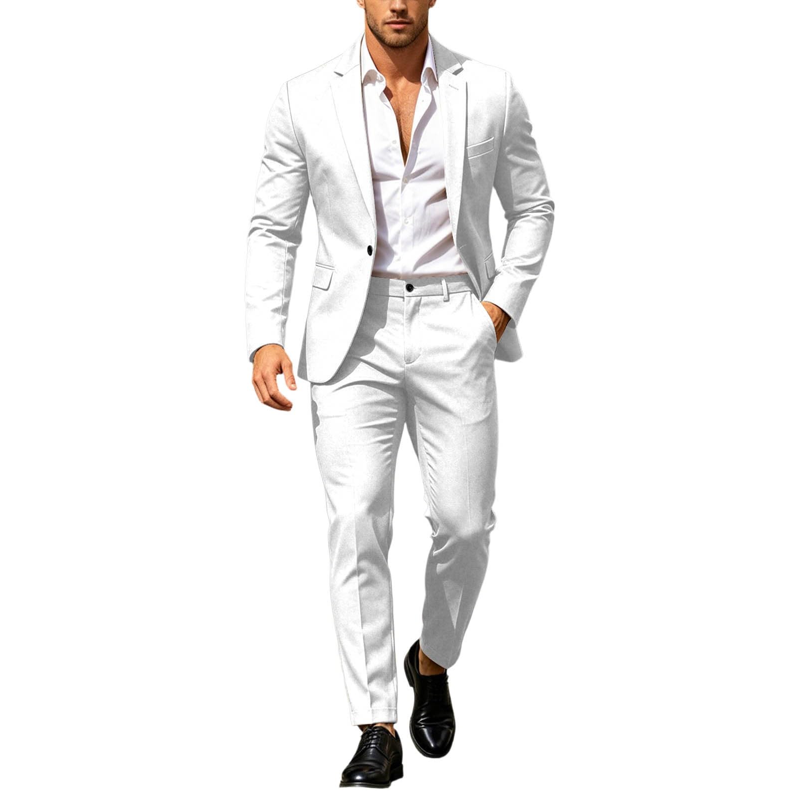 Completo arioso da uomo, set da 2 pezzi, estivo, spiaggia, matrimonio, sposo con pantaloni, per balli scolastici, smoking, set elegante per lavoro, matrimonio, abito da sera casual