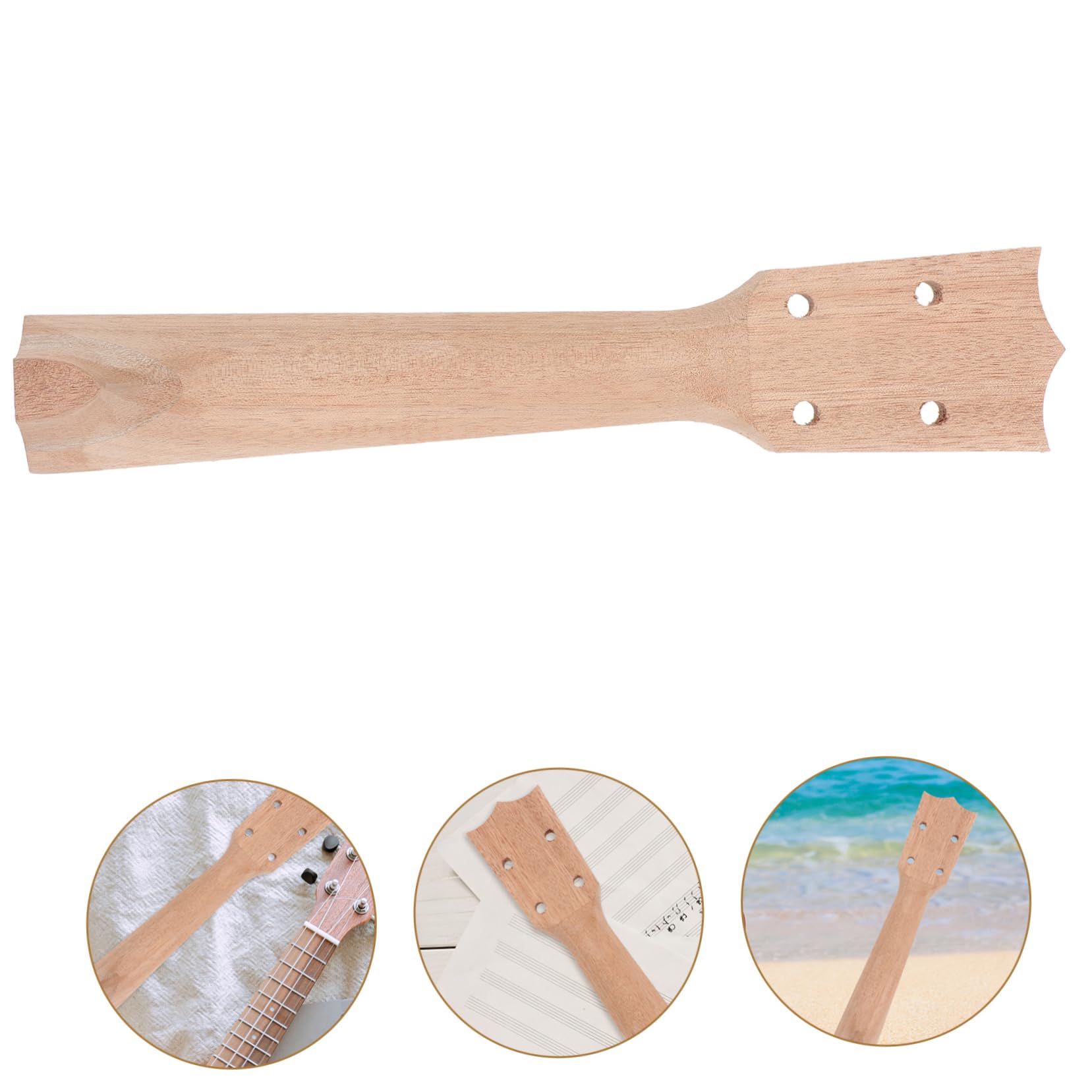 BESTonZON 4pièces Manche De Ukulélé Bois Massif Fait Main Accessoire Diy Pour Instrument De Musique Remplacement Durable Et Facile à Installer