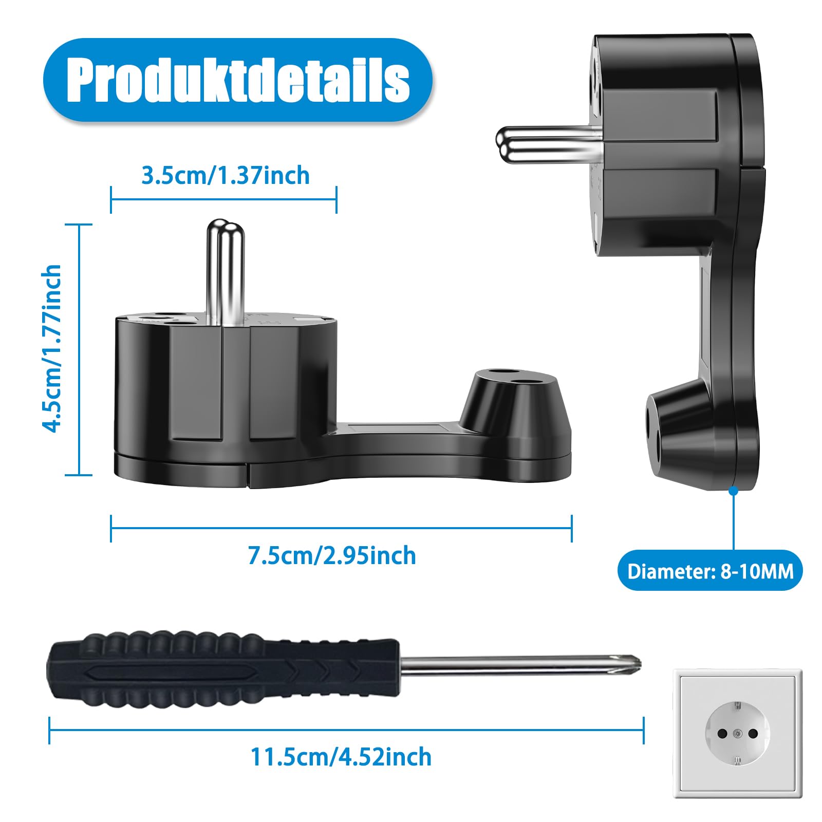 Schuko Stekker - Velis - Spatwaterdicht IP44 - Randaarde - Handvat - Rubber - Oranje | BES LED
