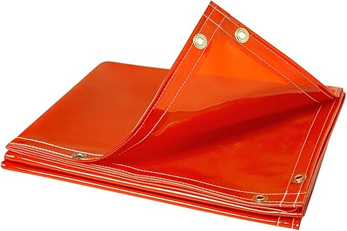 Steiner 338-6X10 Arcview Cortina de soldadura de vinilo transparente tintado ignífugo de 14 mil, naranja, 6 pies x 10 pies