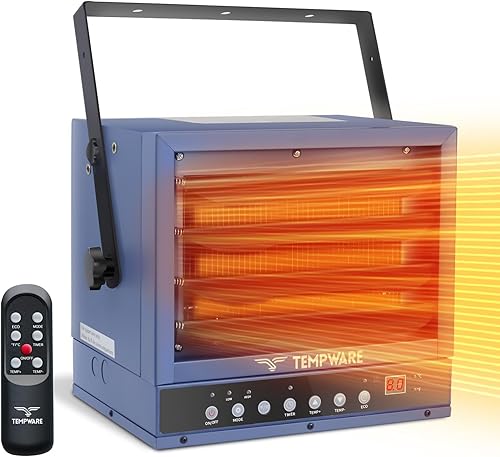 Miniatura 8 de Calentador de Garaje Eléctrico 240V, Calentador de Taller de 5000 Vatios Cableado Fijo de Montaje en Techo con Modo ECO, 240 Voltios Cableado Fijo