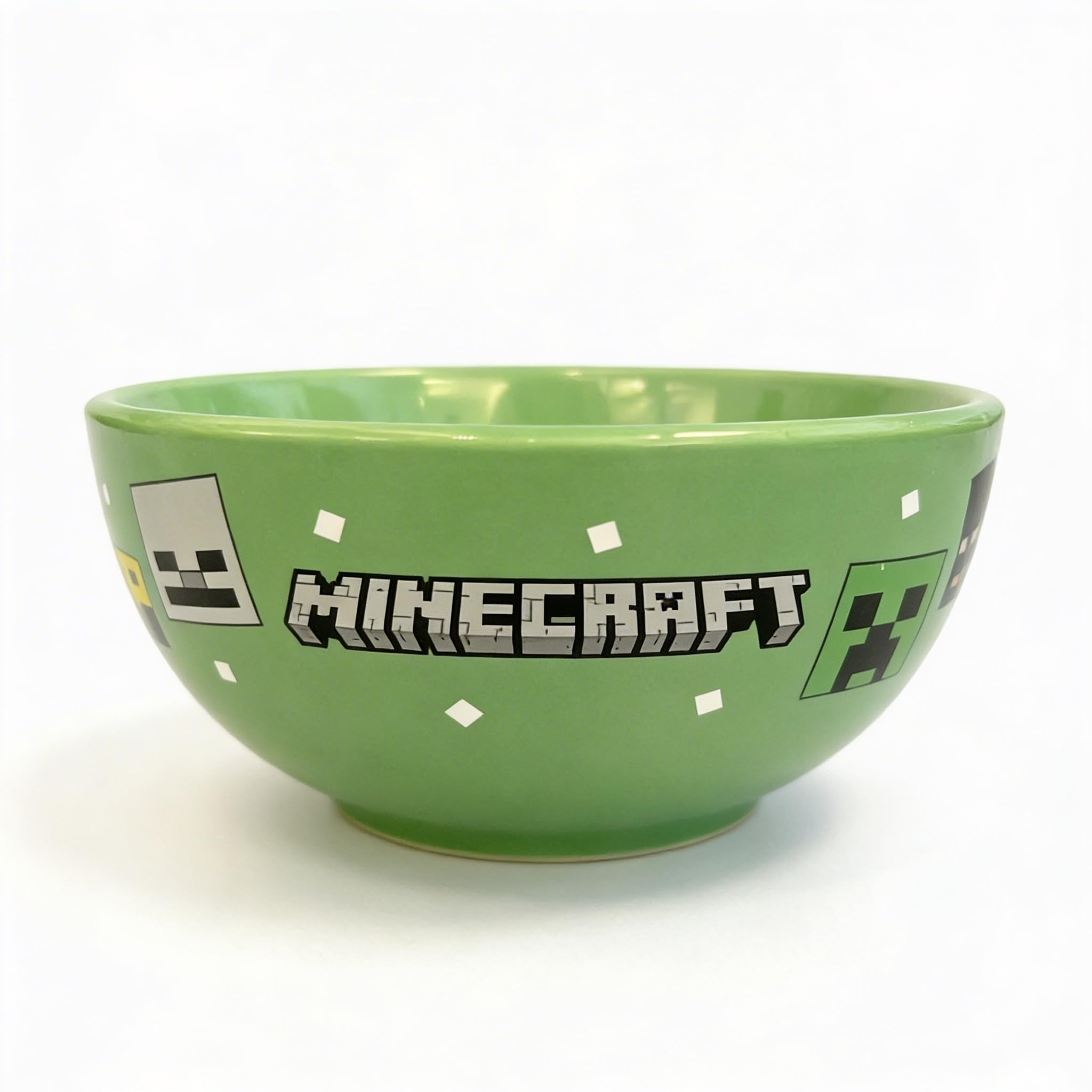 HOX Minecraft Ceramic Kids Breakfast Cereal Bowl | Deep Bowl for Cereals, Ice Cream, Noodles & More Gift for Minecraft Gamers | Officially Licensed Merchandise, Green