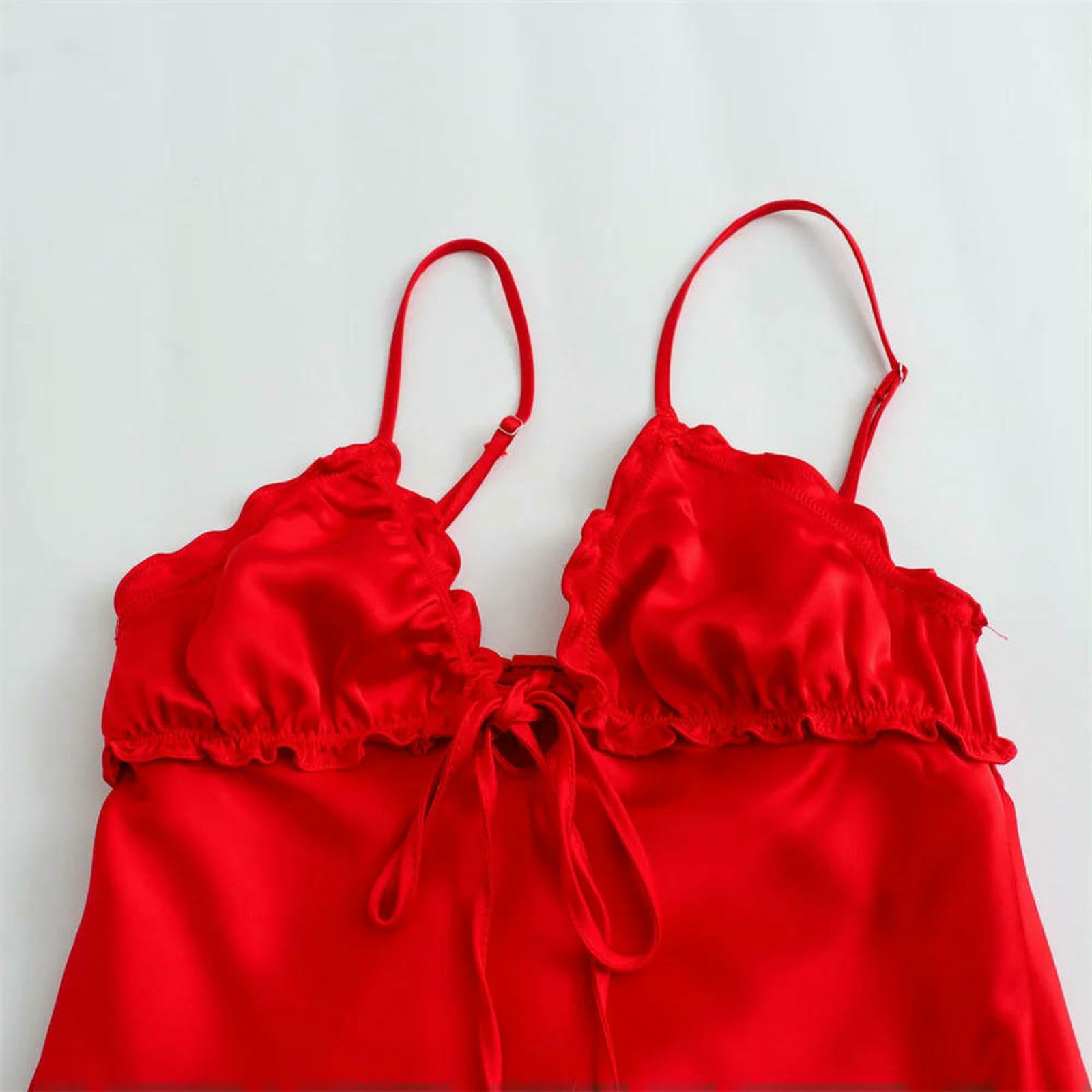 Abito Donna Invernale Abito da Filo Raso Francese in Stile Francese da Donna Estivo Abito A Sling Sexy Apripista Lungo Midi-Rosso-XS