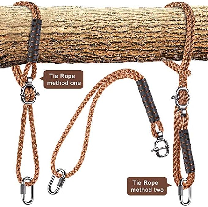 SELEWARE Tree Swing Ropes Hammock Chair Straps Hanging Kit with 2 Carabiners for Replacement