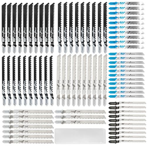 80 Stück Stichsägeblätter Set Professional Sägeblätter Stichsäge Aus Hochkohlenstoffhaltigem Stahl T-Schaft Stichsägeblätter für Holz Kunststoff und Metall