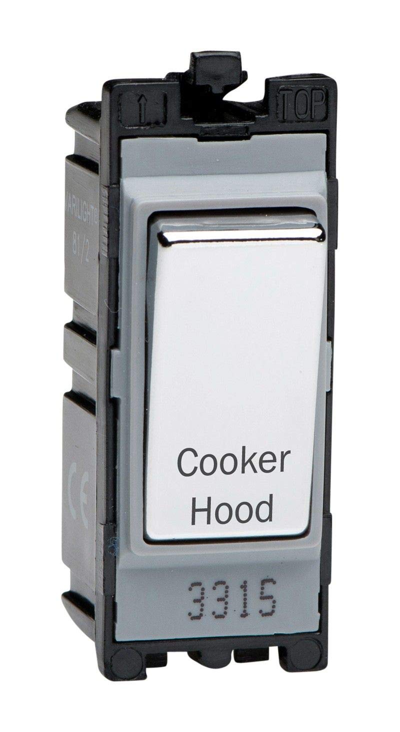 Varilight Engraved 20A 1-Way Double Pole Switch 'Cooker Hood' PowerGrid Chrome - G201DC.CH