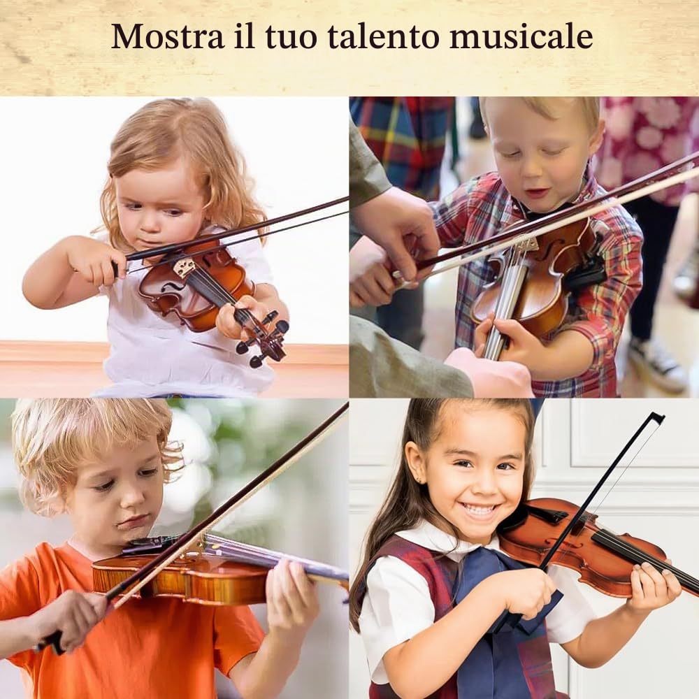 Violino 1/8 per bambini Violino piccolo realizzato con legno di acero e abete rosso con raccordi in ebano violino per bambini dai 3 ai 5 anni
