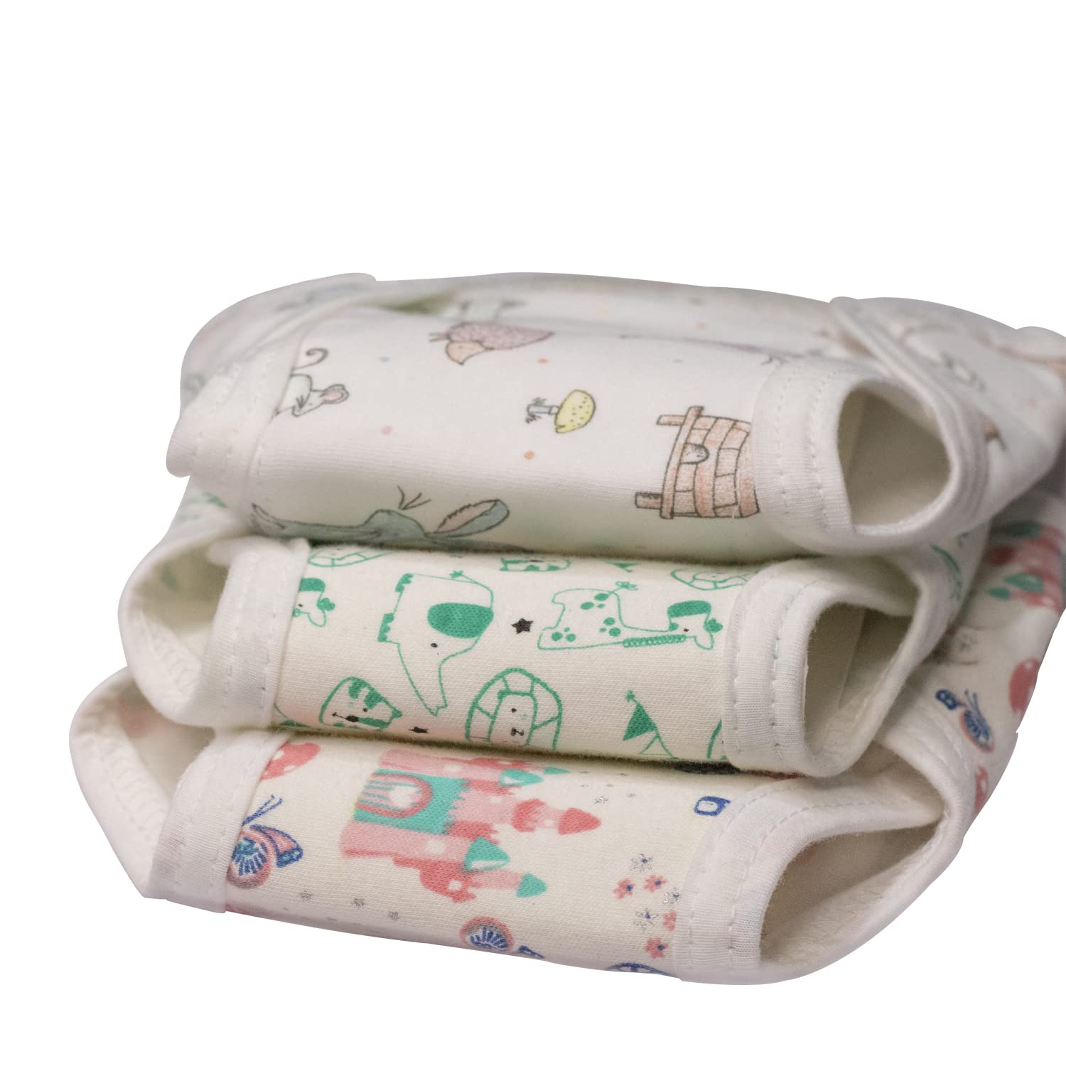 Lollipop Lane Cloth Diapers with Velcro Closure and Muslin LiningWhite -Pack of 3 (LARGE)