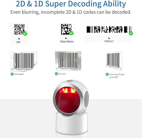 Vista 14 de Escáner de código de barras manos libres QR 2D Escáner de detección automática omnidireccional Lector de código de barras USB Escáner de plataforma