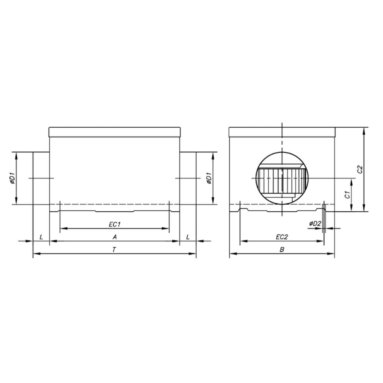 Extractor en línea para conductos, modelo SV-125/H, alto caudal, boca de 125 milímetros, 2720 rpm, caudal máximo 400 m3/h, 38,3 x 25 x 20,1 centímetros (Referencia: 1028458)