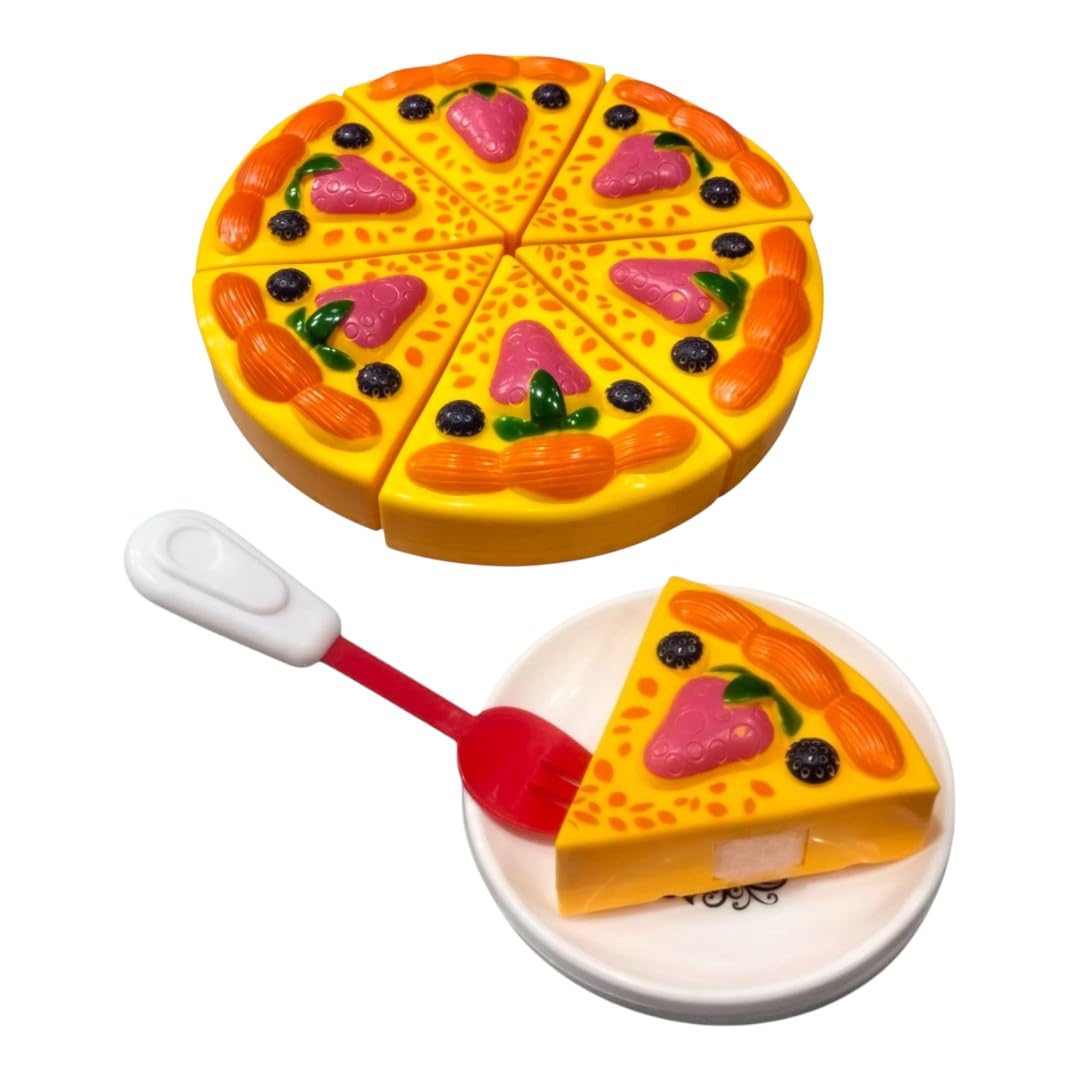 SARASI Pizza Play Set for Kids, Pizza, 2 Plates, Fork & Knife, Best Gift, Food Cut Set [Pack of: 1Set]