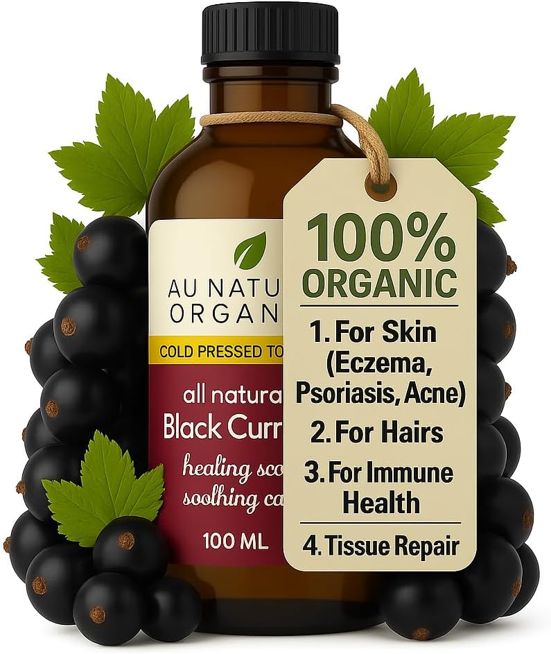 Black Currant Oil - Natural Anti Aging Antioxidant Oil for Immune System, Hair, Skin, Nails and Heart | Regulates Hormonal Balance |Blood Flow & Tissue Repair Support | 3.4oz 100ml