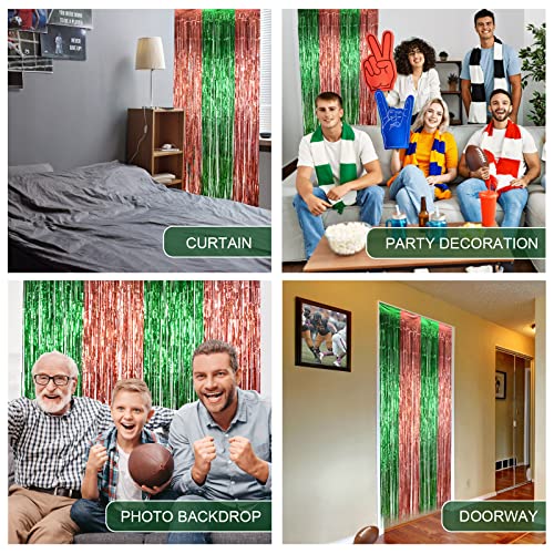 Lolstar 3 Pack Super Bowl Photo Booth Prop, Football Party Decorations, 3.3X6.6 Ft Dark Green And Brown Foil Fringe Curtain Photo Backdrop For Super Bowl Sunday Party, Football Themed Party Decoration #TOP5