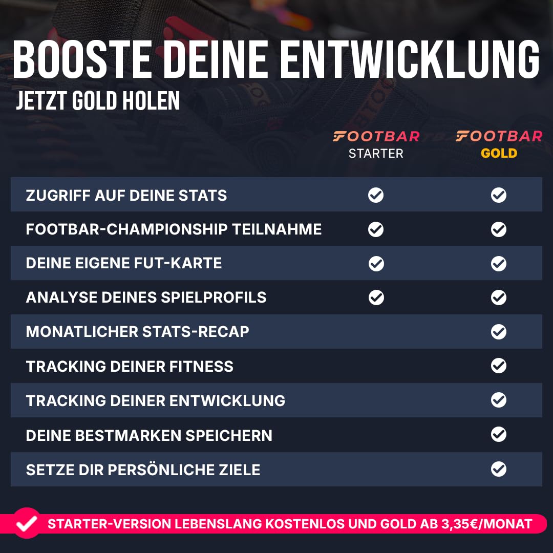 Footbar Meteor Aktivitätstracker für Fußball, Tracking und Bewertung der Fußballleistung und des Spielstils für iOS Android