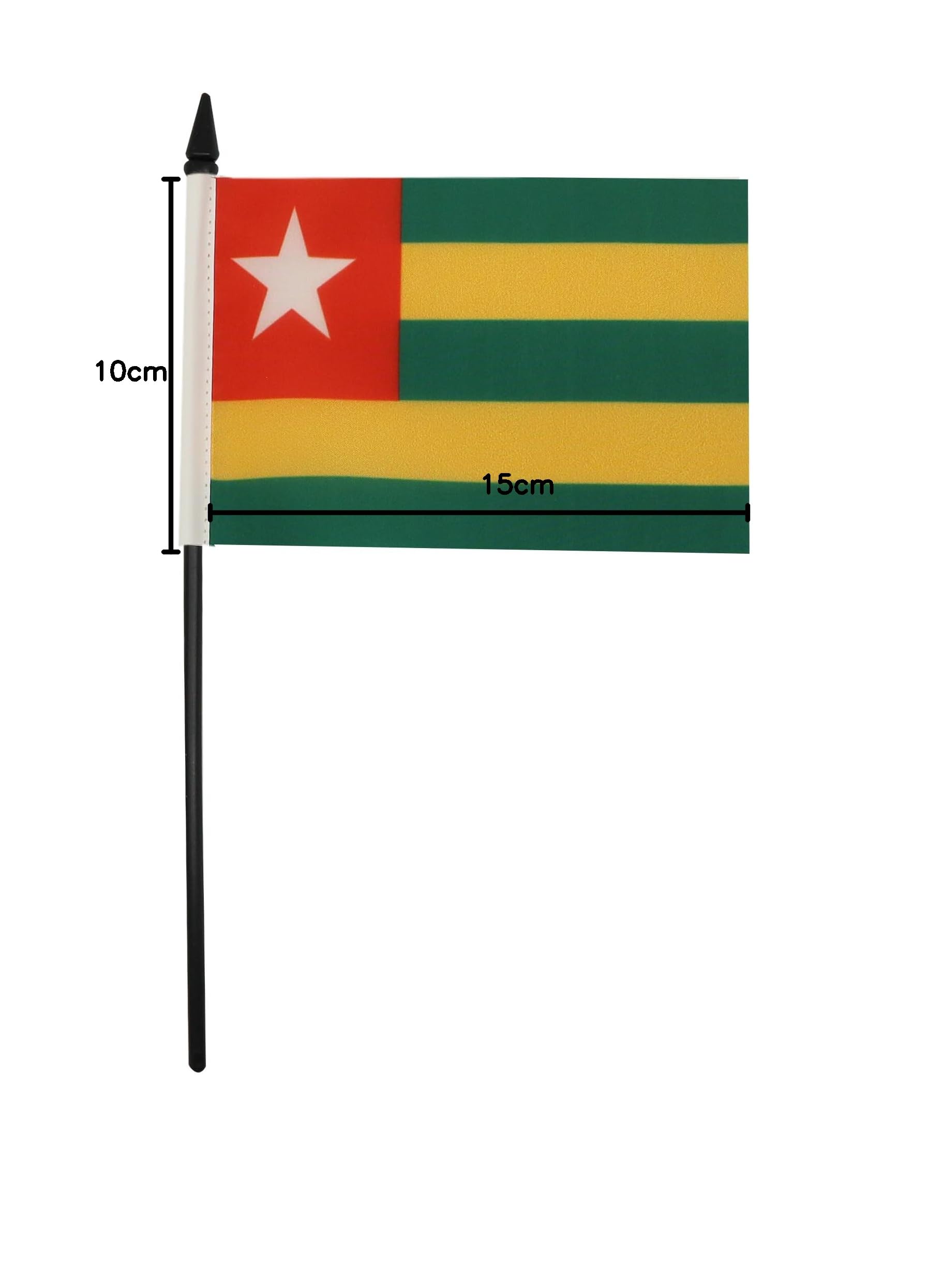 Bandera De Togo De 15x10 Cm Con Ventosa – Ideal Para Coche, Poliéster 100D, Impresión A Doble Cara, AZ FLAG
