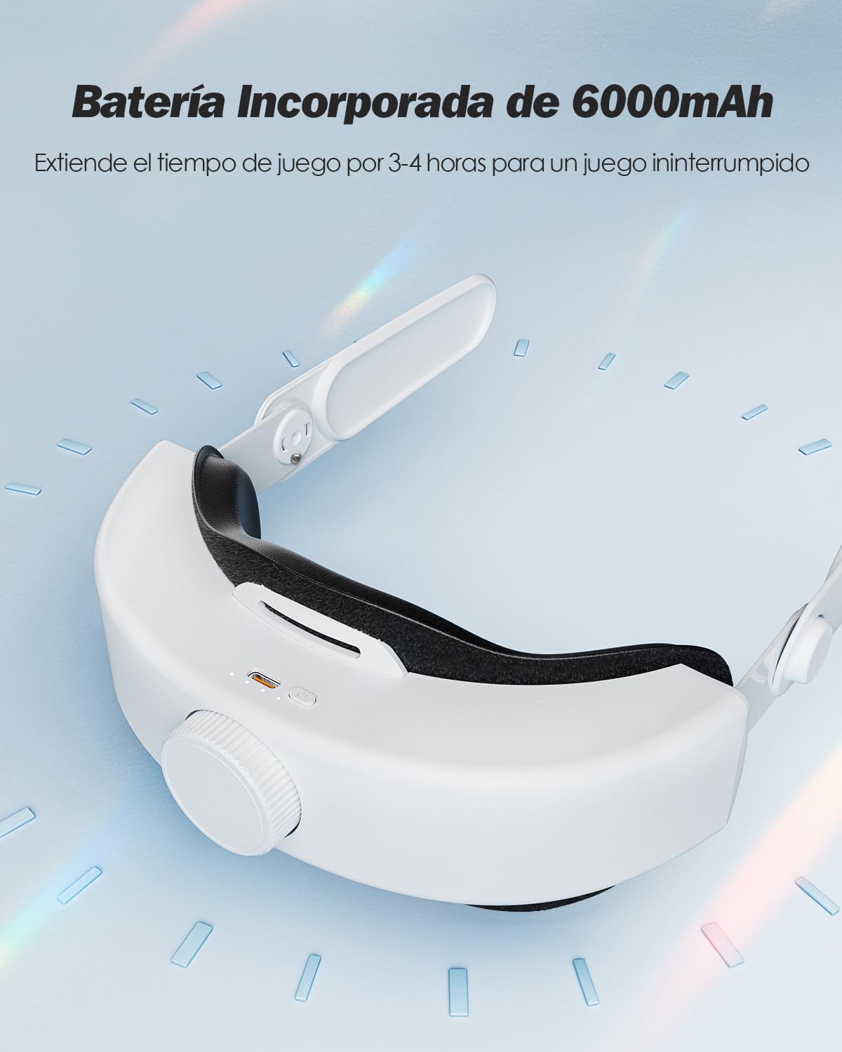 SUPERUS Batería Correa para la Cabeza para Quest 2, con Auriculares - Repuesto Ajustables para la Correa Elite para Meta/Oculus Quest 2 Accesorios - Extiende Tiempo Juego y Reduce Presión en Cabeza
